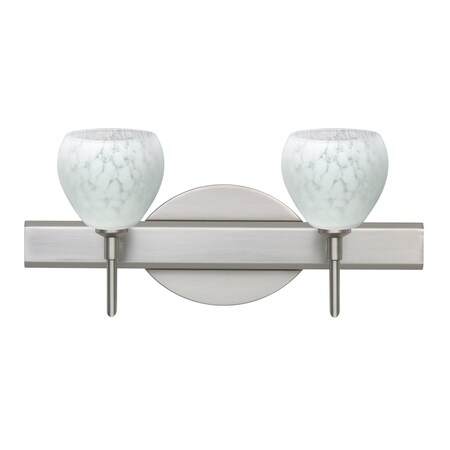 Besa Lighting Tay Tay Vanity, Carrera, Satin Nickel Finish, 2x40W Halogen 2SW-560519-SN